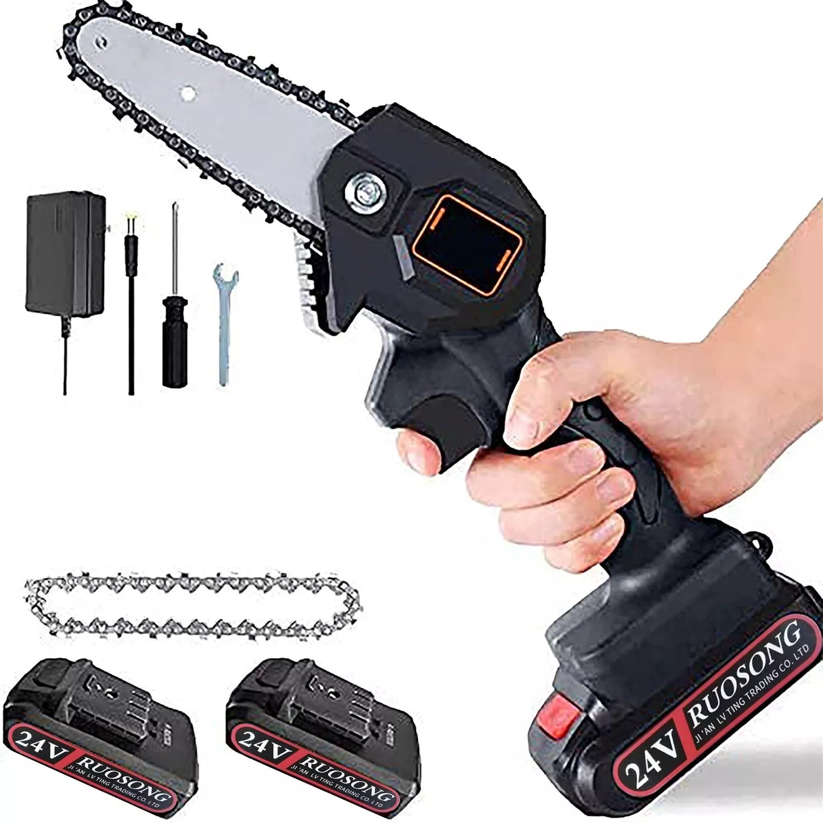 24V Mini Electric Chain Saw - Rechargeable One-Hand Electric Portable